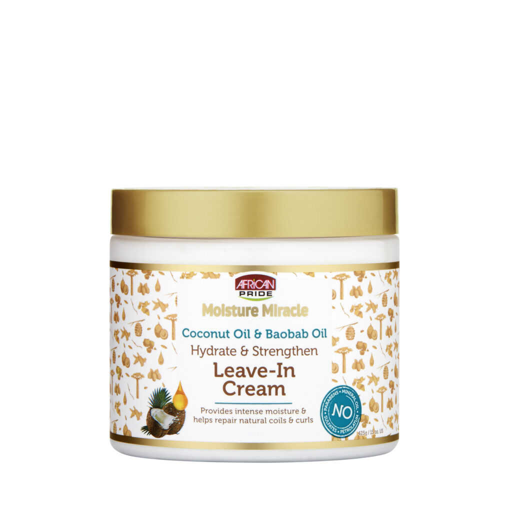 African pride moisture Miracle Coconut Oil & Baobab Oil Leave-In Cream, 15oz
