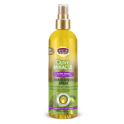 African Pride Braid Sheen Spray. Tension relief & shine