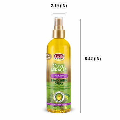 African Pride Braid Sheen Spray. Tension relief & shine
