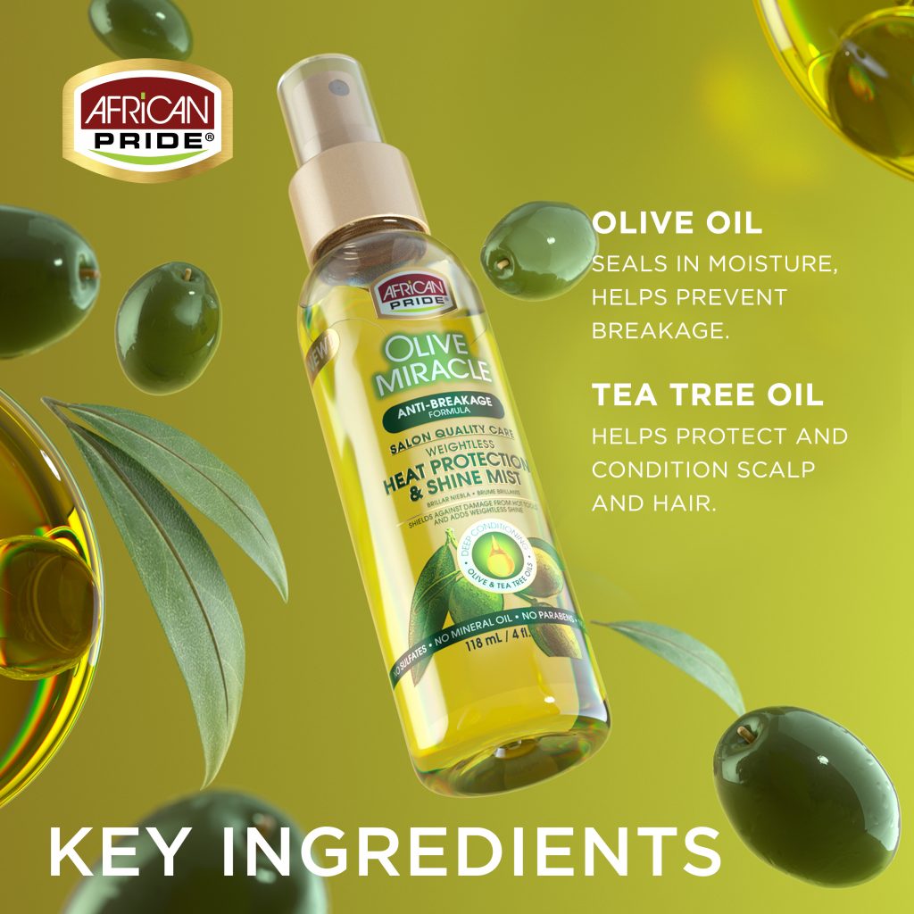 African Pride Olive Miracle Heat protection & shine mist