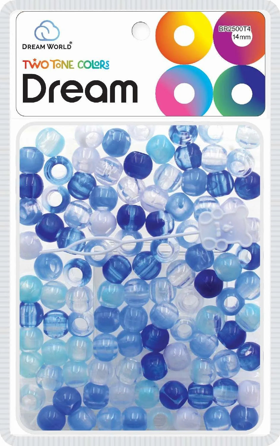 Dream beads 14mm two tone 48 pcs. Mix blue. BR2500T4