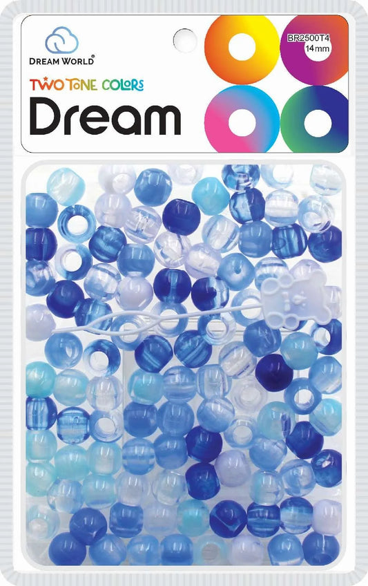 Dream beads 14mm two tone 48 pcs. Mix blue. BR2500T4