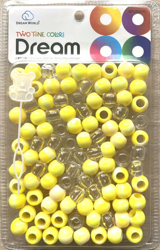 DREAM WORLD BEAD 14MM TWO TONE 48PC C/YELLOW. BR2500YL