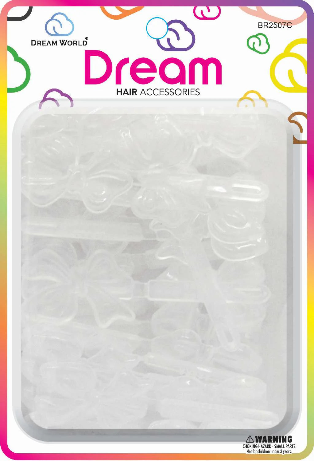 DREAM WORLD SOFT RIBBON 28PC CLEAR BARRETTES BR2507C