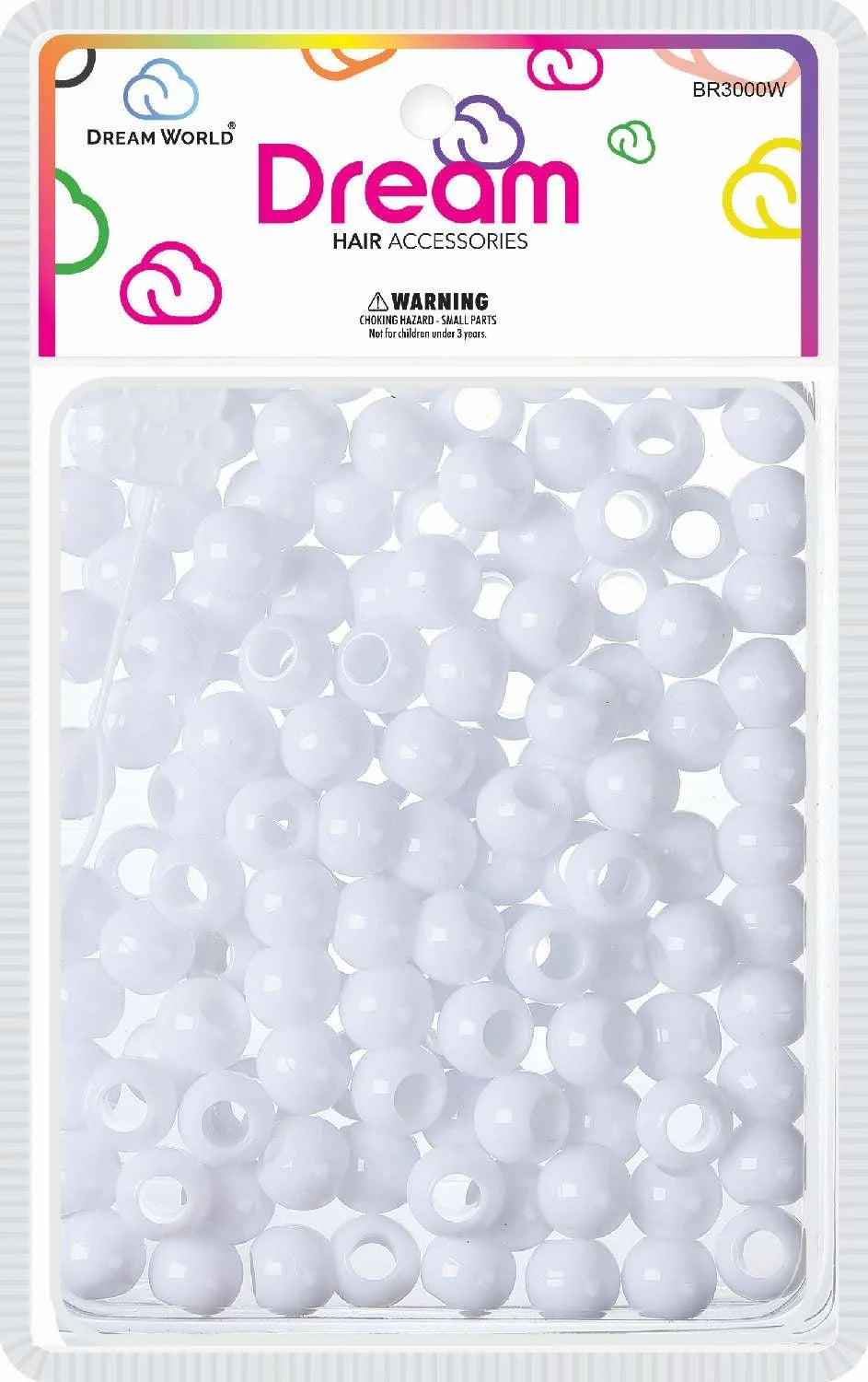 Dream hair beads 14mm 120pc. White. BR3000W
