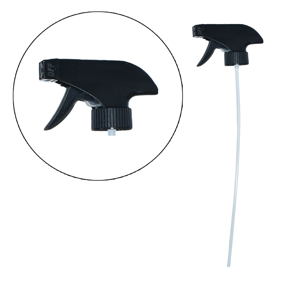 8 oz. Amber Boston Round with Black Trigger Sprayer (28/400) (V23) (V6)