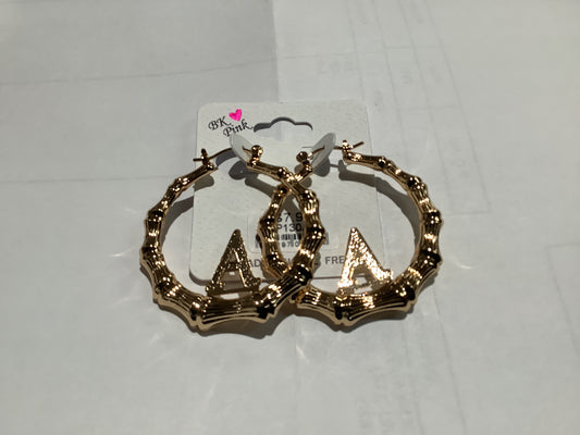 Gold initial bamboo earing-130ag : 40"