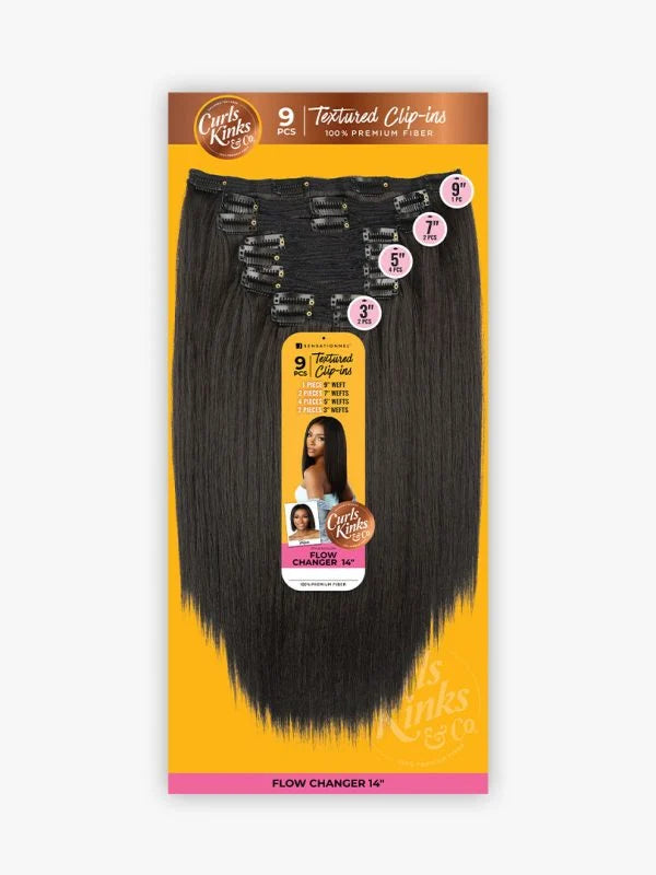 Sensationnel curls kink & CO textured clip-ins. FLOW CHANGER 9pcs