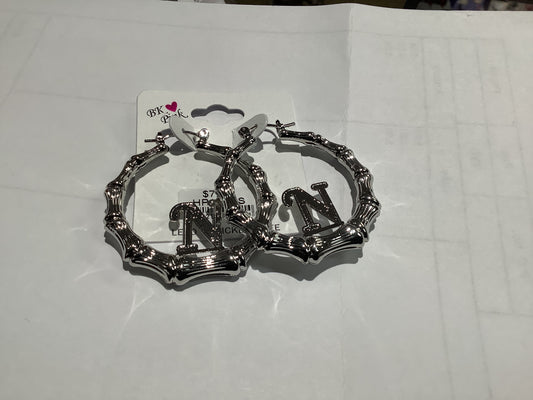 Silver initial bamboo earing-130n : 40"