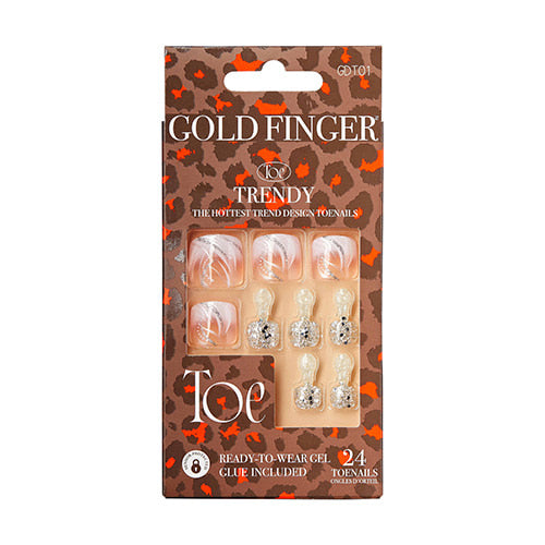 Gold Finger trendy toenails. 24 toenails. GDT01