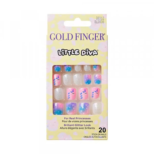 Gold finger little diva kids stick on nails. 20 nails. BLDG08