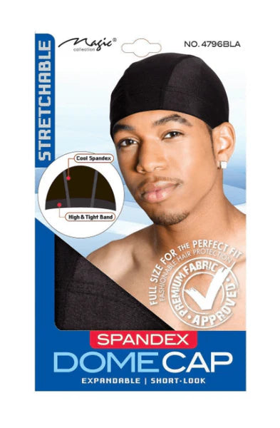 Magic spandex dome cap. Black. #4796BLA