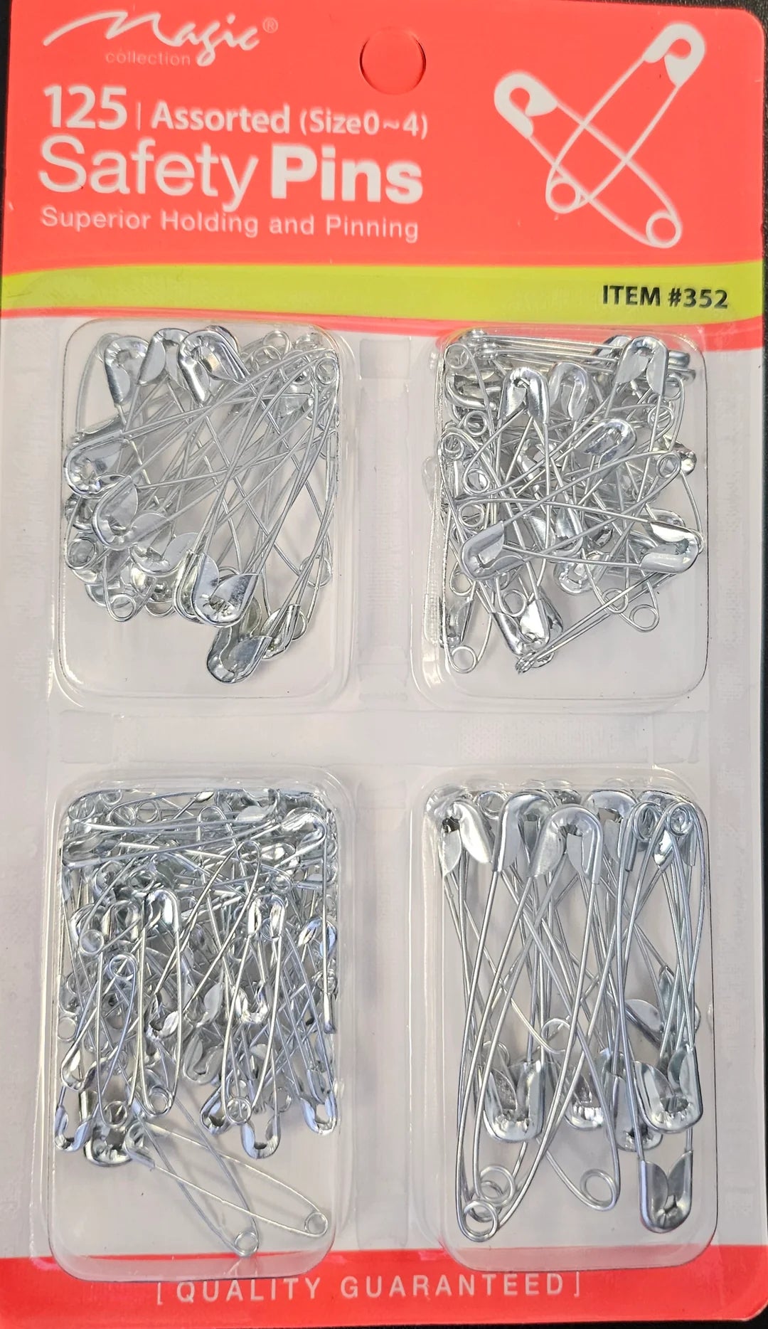 Magic collection -Safety Pins. silver 100 assorted sizes