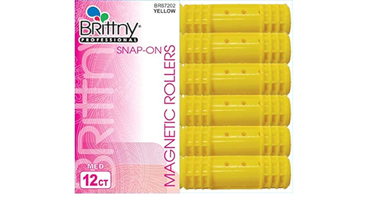 BR67202 Dream World Snap-on Magnetic Rollers - Yellow 12 Count, Medium