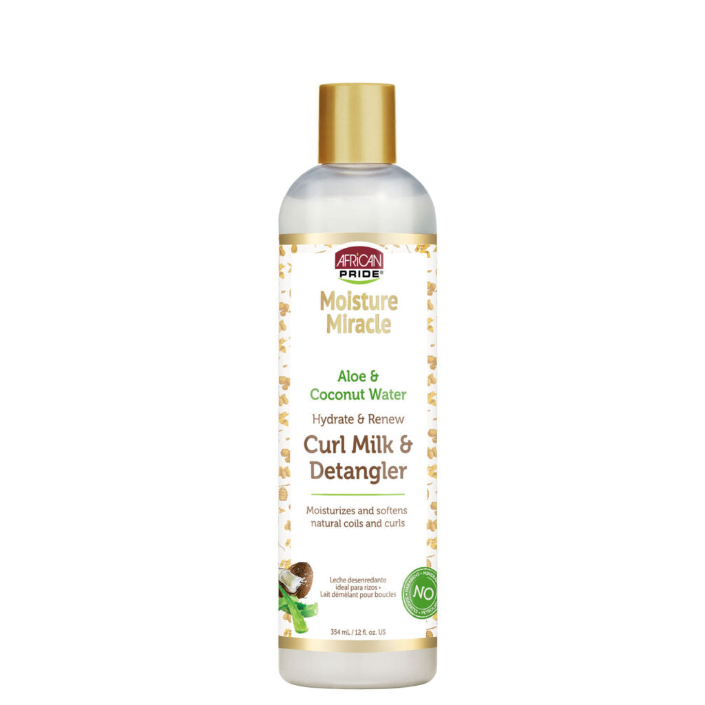 African pride moisture miracle Aloe &Coconut water hydrate and renew curl milk & detangler
