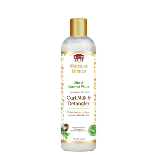 African pride moisture miracle Aloe &Coconut water hydrate and renew curl milk & detangler