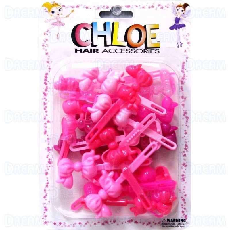 Dream world barrettes. PINK MIX. 24 PCS BR2516MPK