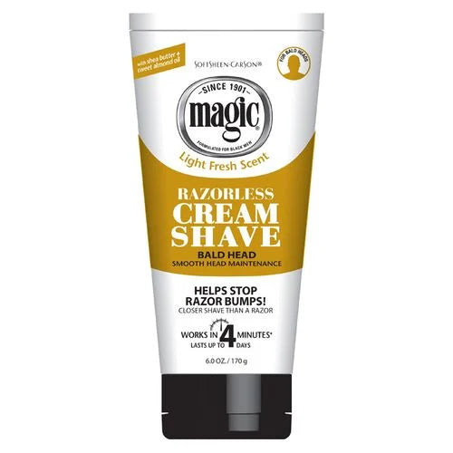Magic razorless cream shave. Bald head maintenance