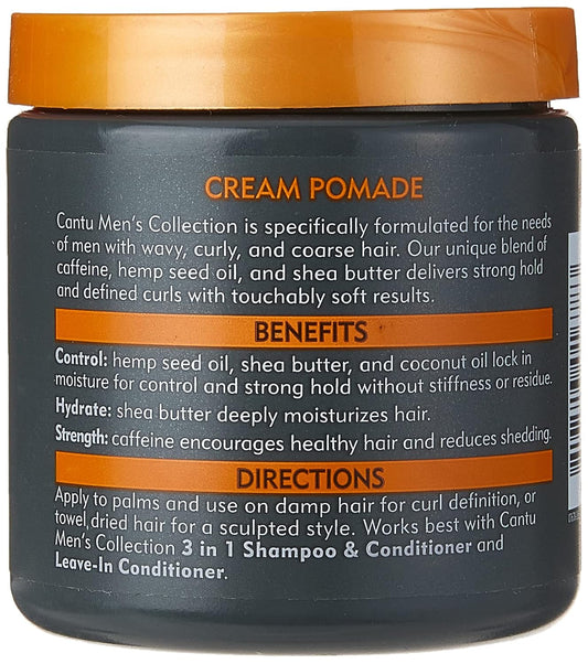 CANTU MEN'S COLLECTION CREAM POMADE, STRONG HOLD- SOFT TOUCH - 8OZ