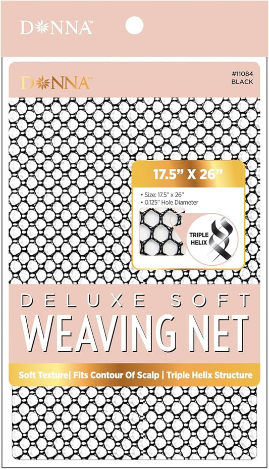 Donna Deluxe Weaving Net 17.5" X 26" Black Weaving Net for Crochet Hairstyles Womens Crochet Cap Womens Weaving Net for Hair Black Wig Cap for Hair, 1PC