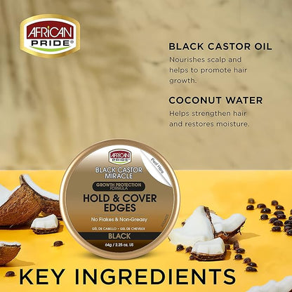 African Pride black castor black edge gel. 2.25oz