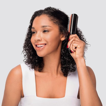 Diane Pro Nylon Pin 9 Row Styling Brush for Detangling, Separating, Shaping, and Defining Wet or Curly Hair, Heat-Resistant, Anti-Static, Black/Red. D9749
