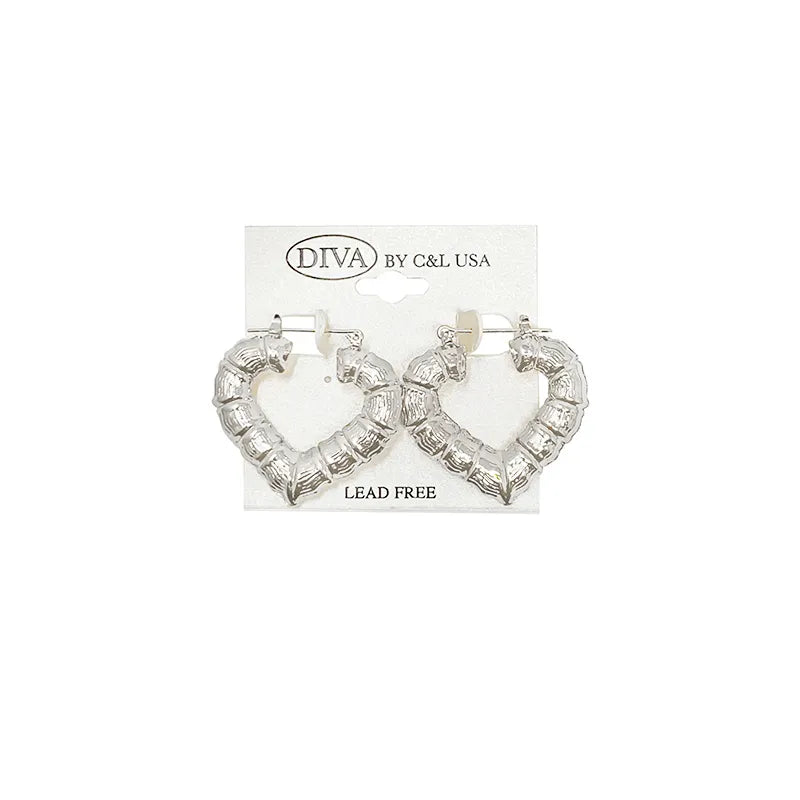 C&L ROUND/HEART BAMBOO EARRING