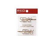 RED BY KISS RHINESTONE LETTER BOBBY PINS – 2PCS (HIP31)