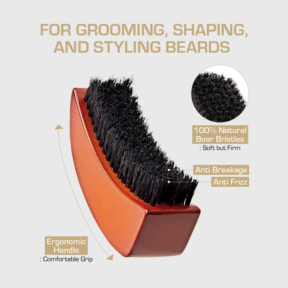 Red Premium Beard Medium Soft Moon Shape Brush #BR206
