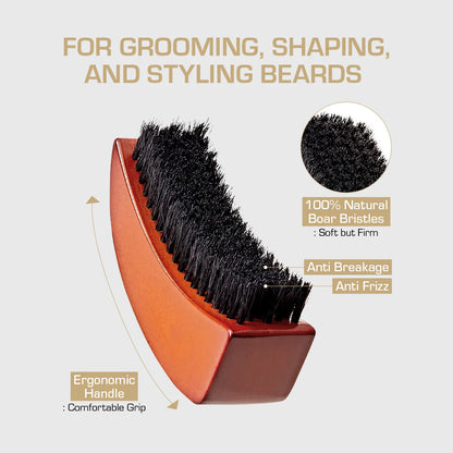 Red Premium Beard Medium Soft Moon Shape Brush #BR206
