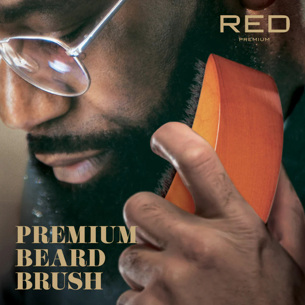 Red Premium Beard Medium Soft Moon Shape Brush #BR206