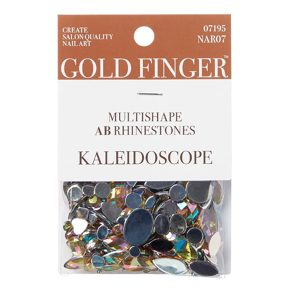 Gold Finger multi shape AB rhinestones. kaleidoscope. NAR07