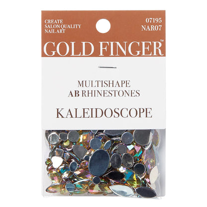 Gold Finger multi shape AB rhinestones. kaleidoscope. NAR07