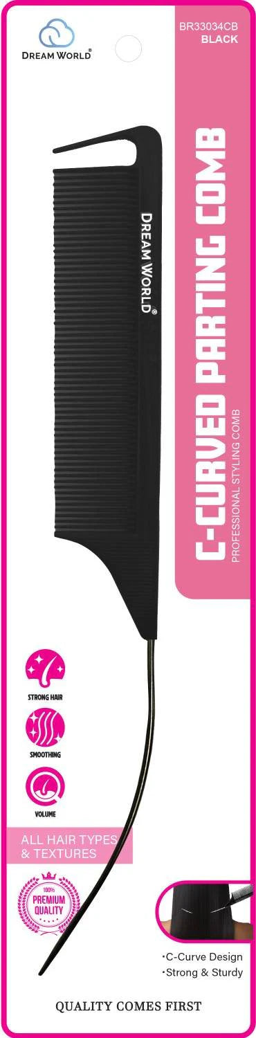 Dream world C-curved parting comb black. Br33034cb