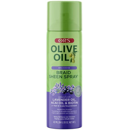 ORS OLIVE OIL SHEEN SPRAY 10 OZ -BRAID LAVENDER,ACAI OIL