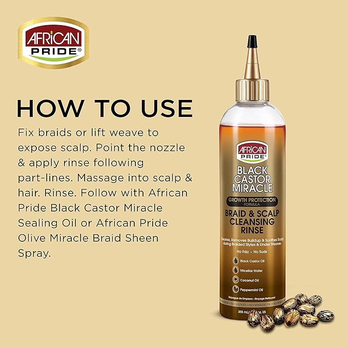 AFRICAN PRIDE BLACK CASTOR BRAID CLEANSING RINSE 12 OZ
