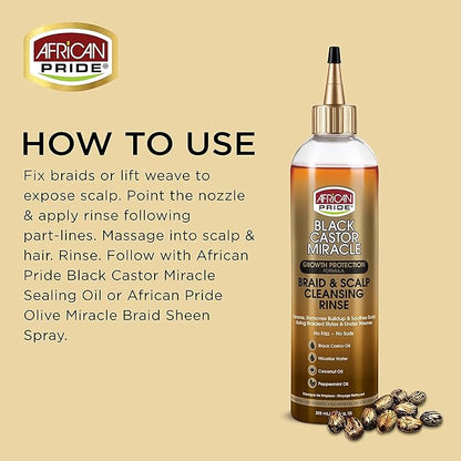 AFRICAN PRIDE BLACK CASTOR BRAID CLEANSING RINSE 12 OZ