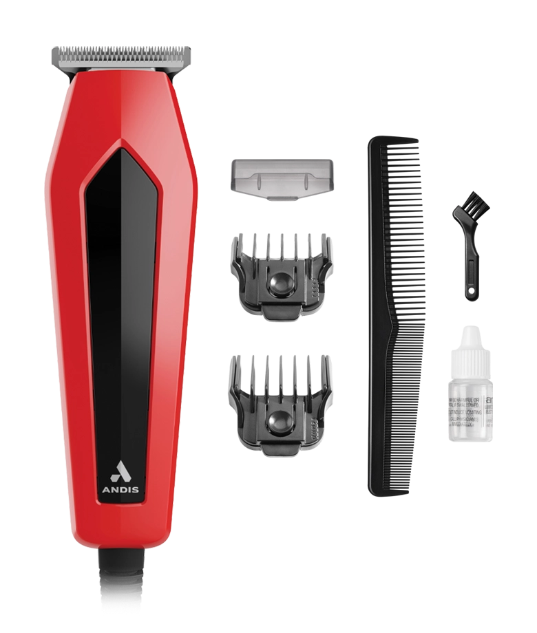Andis ultra trim T-blade trimmer 7pc. Red and black