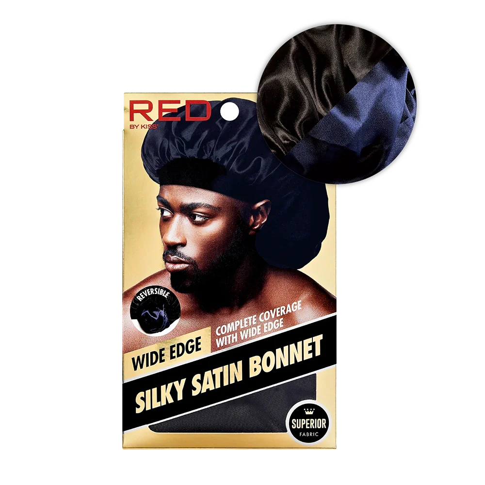 Red by Kiss men’s silky satin wide edge bonnet black. HD201