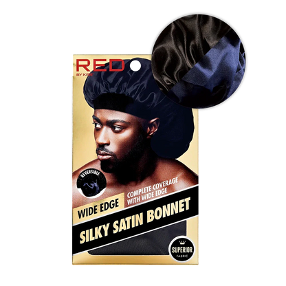 Red by Kiss men’s silky satin wide edge bonnet black. HD201