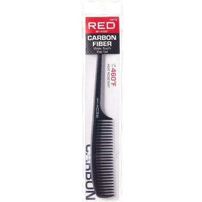 Red by Kiss carbon wide teeth rat tail comb black. HM16