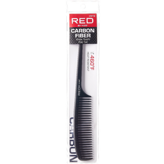 Red by Kiss carbon wide teeth rat tail comb black. HM16