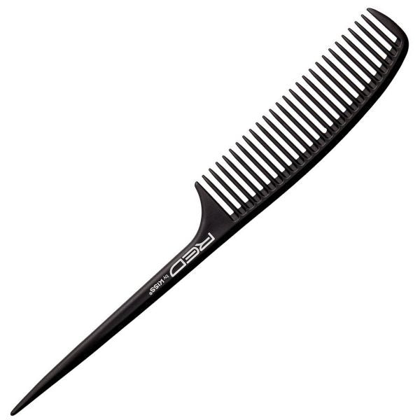 Red by Kiss carbon wide teeth rat tail comb black. HM16