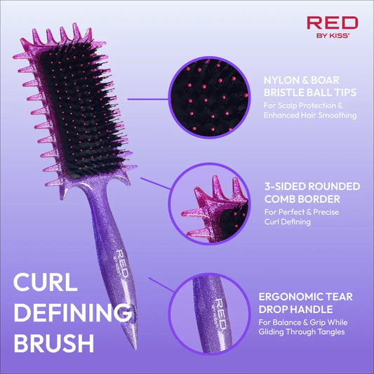 Red by Kiss curl defining brush nylon & boar bristle. HH253