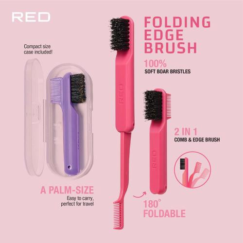 Red by Kiss folding edge brush with case. Pink. HH116