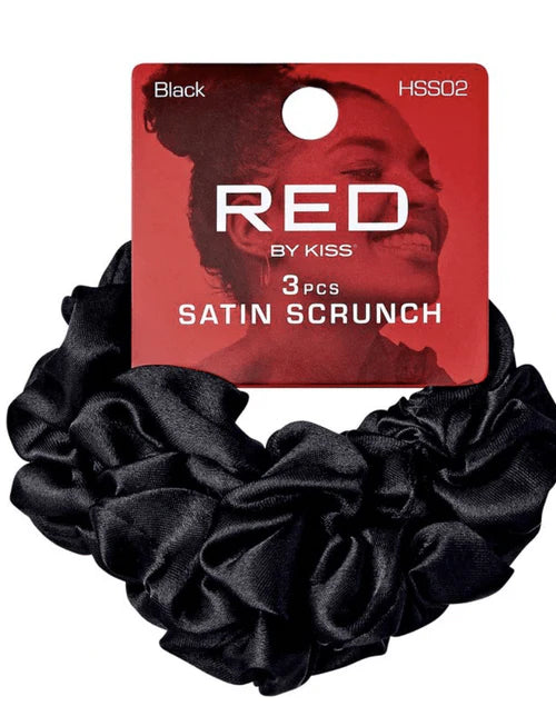 Red by Kiss satin black scrunch 3pcs. HSS02
