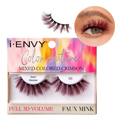I. Envy color couture mixed colored lashes. Crimson. IC05