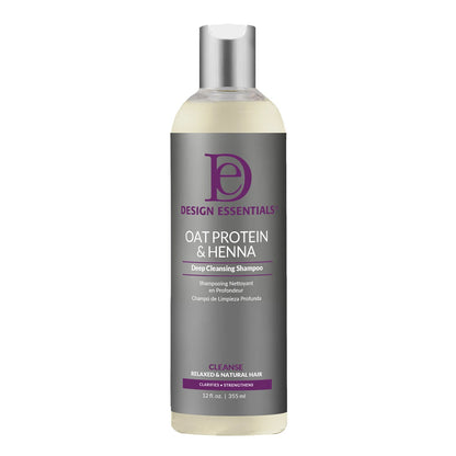 Design essentials oat protein & henna deep cleansing shampoo. 12 oz