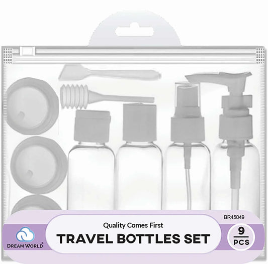 Dream travel bottles set. 9pcs clear. BR45049