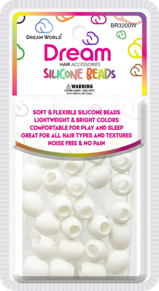 Dream silicone hair bead 15mm 28pc. White BR3200W